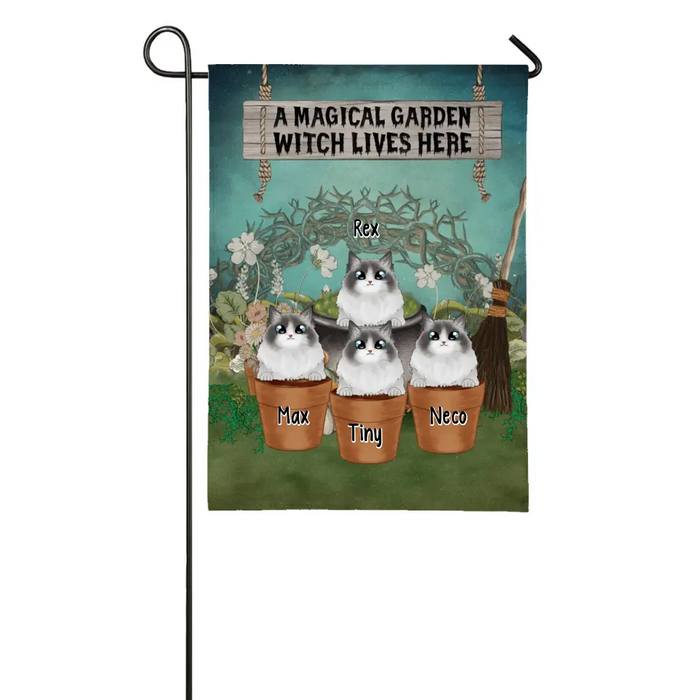 Personalized Garden Flag, A Magical Garden Witch Lives Here, Gifts For Cat Lovers, Gifts For Halloween