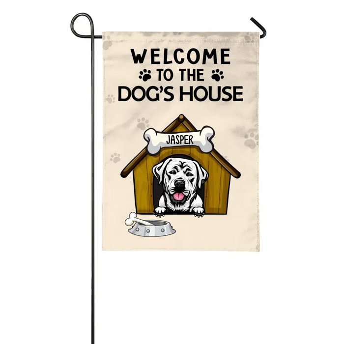 Personalized Garden Flag, Welcome To The Dog's House, Gift For Dog Lovers