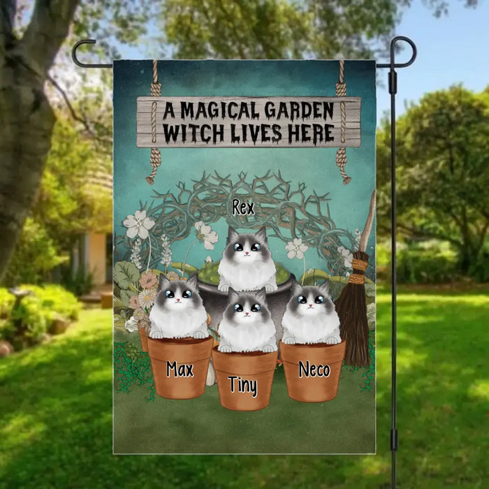 Personalized Garden Flag, A Magical Garden Witch Lives Here, Gifts For Cat Lovers, Gifts For Halloween