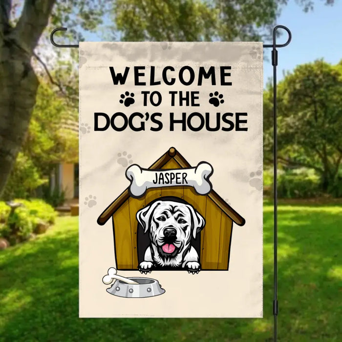 Personalized Garden Flag, Welcome To The Dog's House, Gift For Dog Lovers