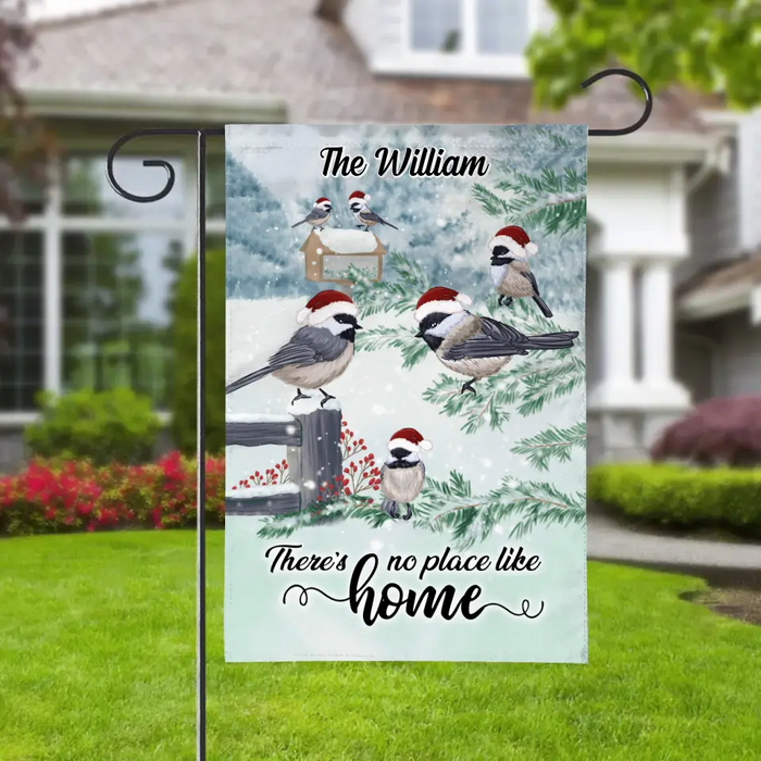 Personalized Garden Flag, There's No Place Like Home, Bird Family, Gift for Family, Christmas Gift