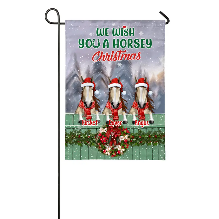 Personalized Garden Flag, Joy Love Peace Believe Christmas, Horsey Christmas, Christmas Gift For Family, Horse Lovers