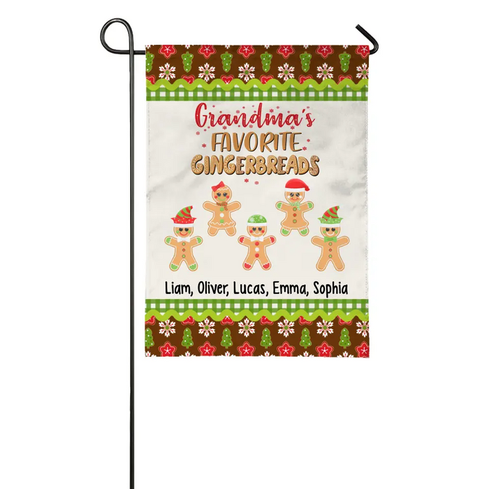 Personalized Garden Flag, Up To 5 Kids, Grandma's Favorite Gingerbreads, Christmas Gift For Grandma