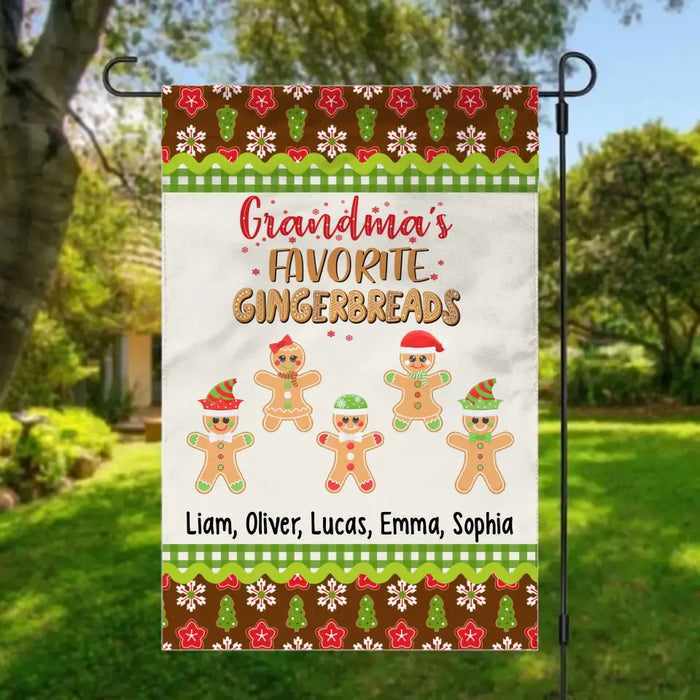 Personalized Garden Flag, Up To 5 Kids, Grandma's Favorite Gingerbreads, Christmas Gift For Grandma