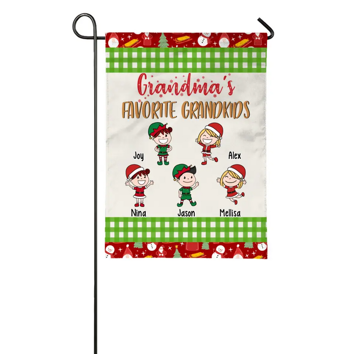 Grandma's Favorite Grandkids - Christmas Personalized Gifts Custom Garden Flag for Grandma