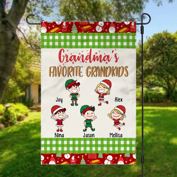 Grandma's Favorite Grandkids - Christmas Personalized Gifts Custom Garden Flag for Grandma