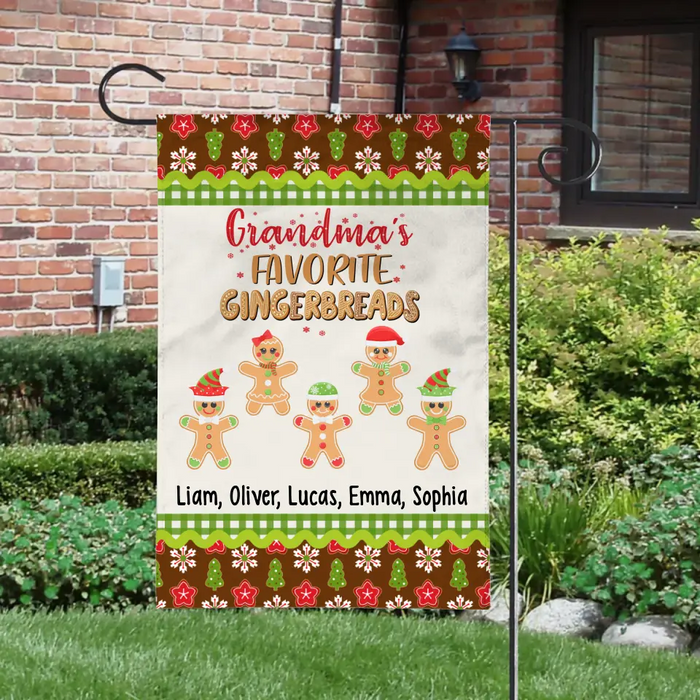 Personalized Garden Flag, Up To 5 Kids, Grandma's Favorite Gingerbreads, Christmas Gift For Grandma