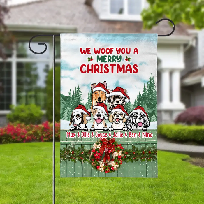 Personalized Garden Flag, Up To 6 Pets, We Woof You A Merry Christmas, Christmas Gift For Dog Lovers, Cat Lovers