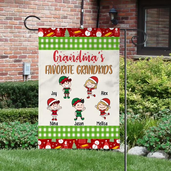 Grandma's Favorite Grandkids - Christmas Personalized Gifts Custom Garden Flag for Grandma