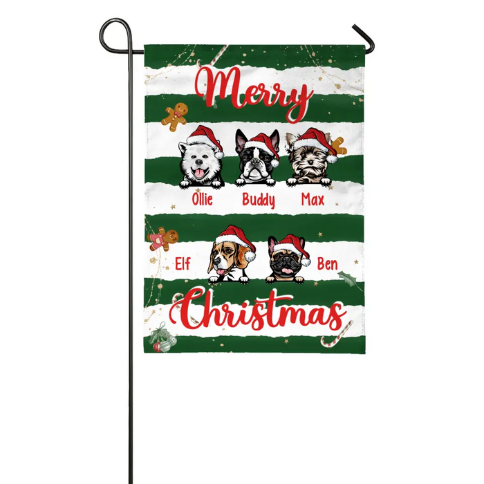 Personalized Garden Flag, Up To 5 Dogs, Merry Christmas, Christmas Gift For Dog Lovers