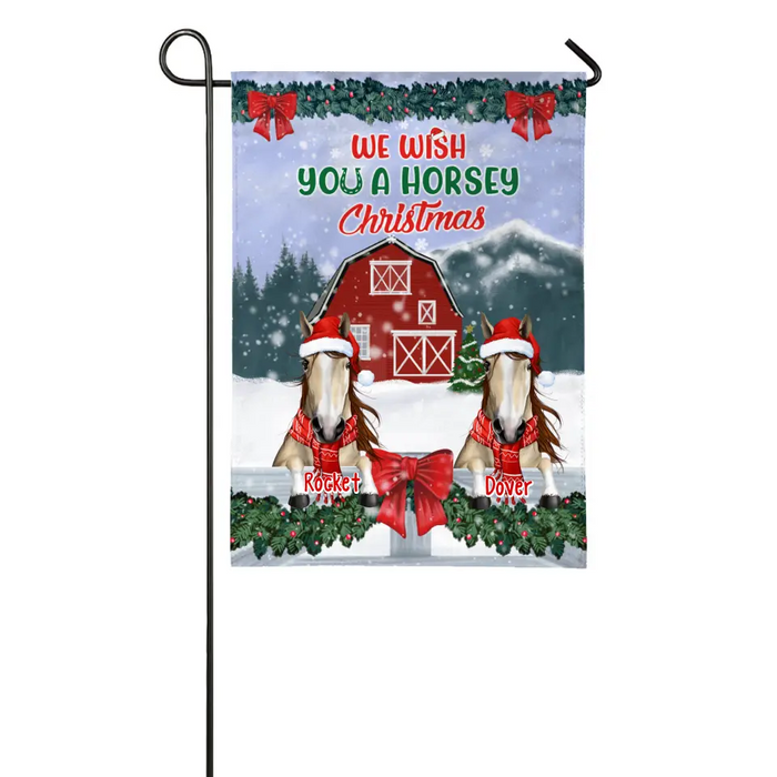 Personalized Garden Flag, Wish You A Horsey Chrsitmas, Christmas Gift For Horse Lovers