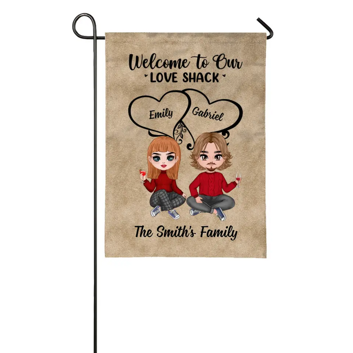 Welcome To Our Love Shack - Personalized Garden Flag For Couples, Him, Her