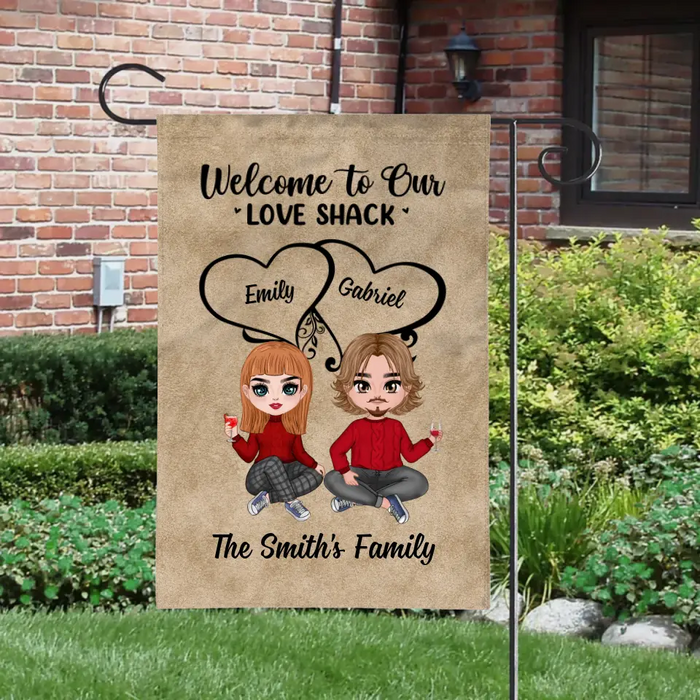 Welcome To Our Love Shack - Personalized Garden Flag For Couples, Him, Her