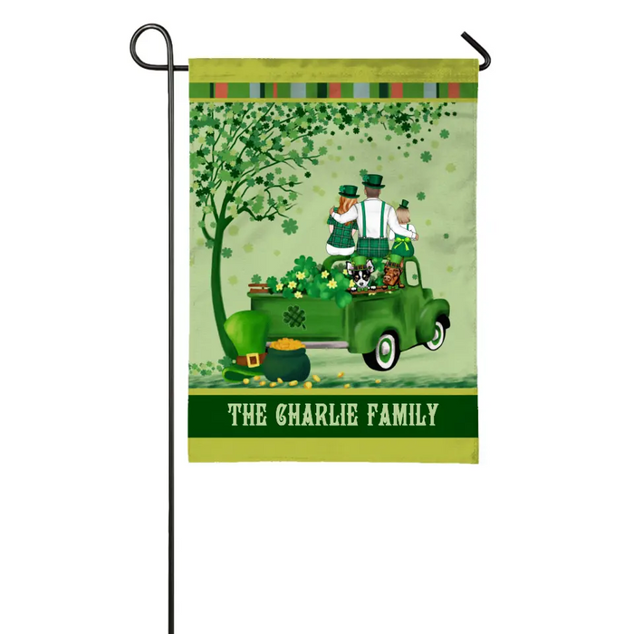 Truck Full Of Luck - Personalized Garden Flag For Couples, The Family, Dog Lovers, St. Patrick's Day