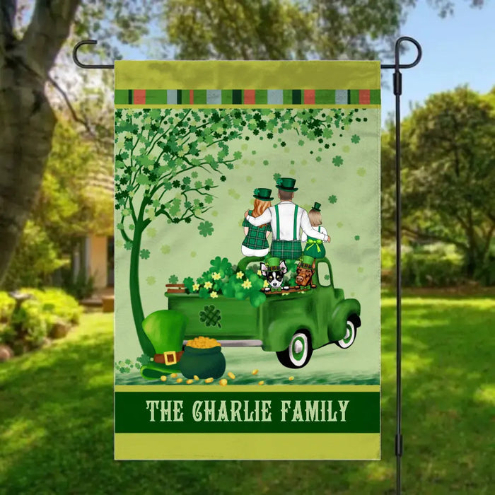 Truck Full Of Luck - Personalized Garden Flag For Couples, The Family, Dog Lovers, St. Patrick's Day