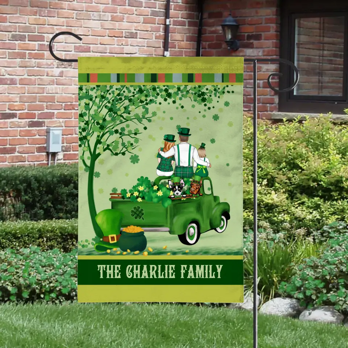 Truck Full Of Luck - Personalized Garden Flag For Couples, The Family, Dog Lovers, St. Patrick's Day