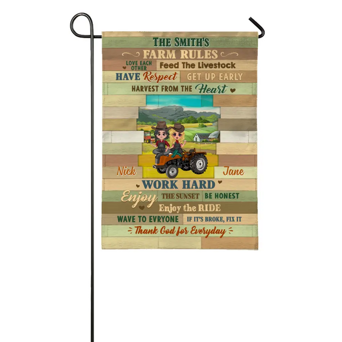 Farm Rules - Personalized Garden Flag For Couples, Him, Her, Friends, Farmer