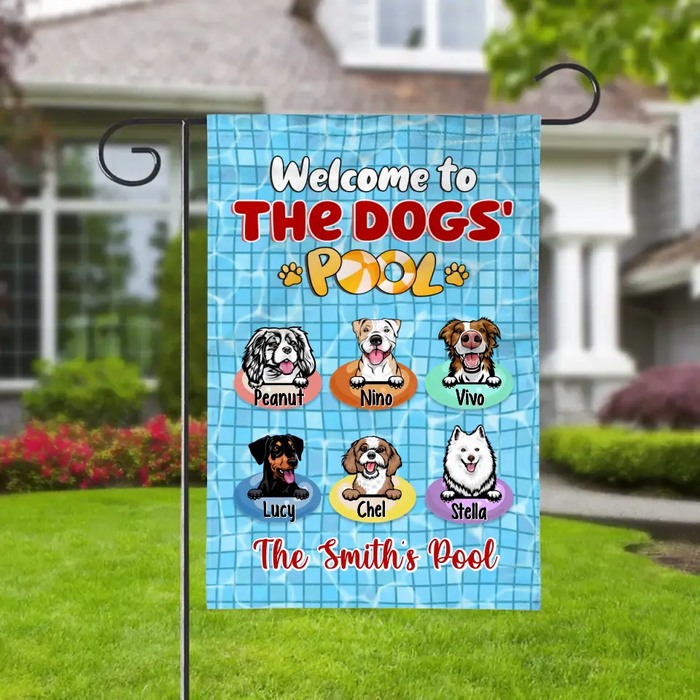 Welcome To The Dogs' Pool - Personalized Garden Flag For Him, Her, Dog Lovers