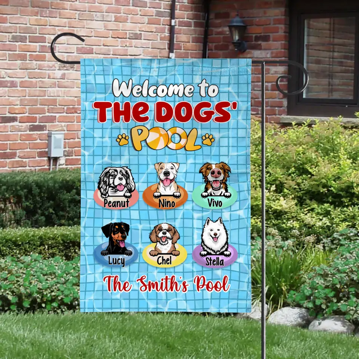 Welcome To The Dogs' Pool - Personalized Garden Flag For Him, Her, Dog Lovers