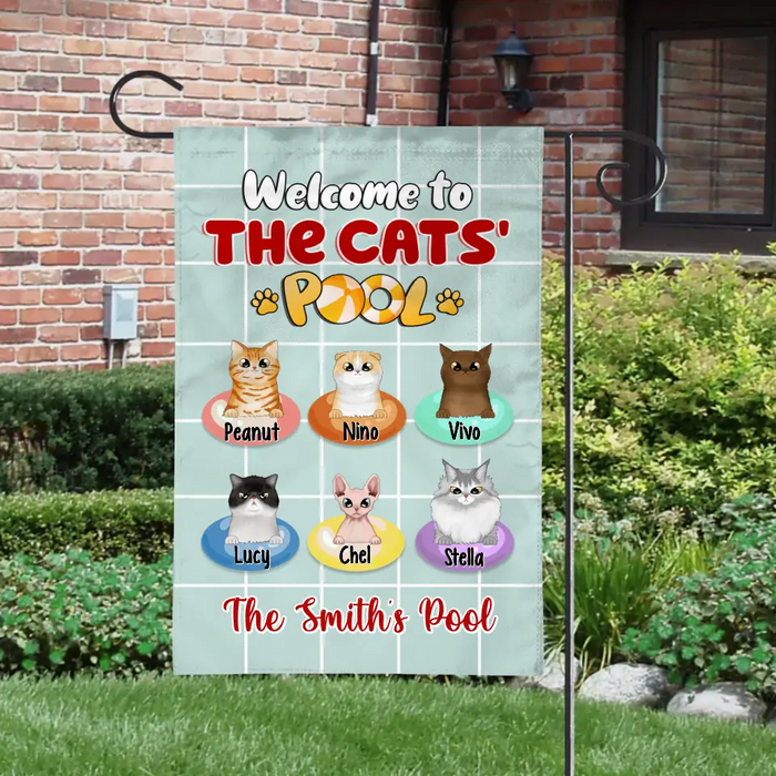 Welcome To The Cats' Pool - Personalized Garden Flag For Him, Her, Cat Lovers