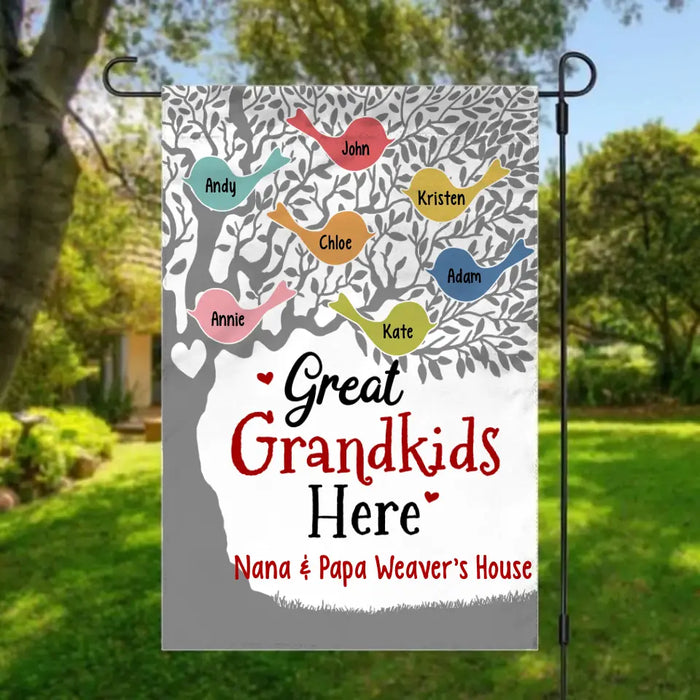 Great Grandkids Here - Personalized Gifts Custom Garden Flag for Grandparents