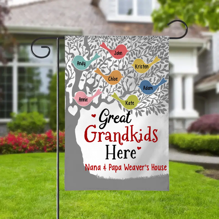 Great Grandkids Here - Personalized Gifts Custom Garden Flag for Grandparents