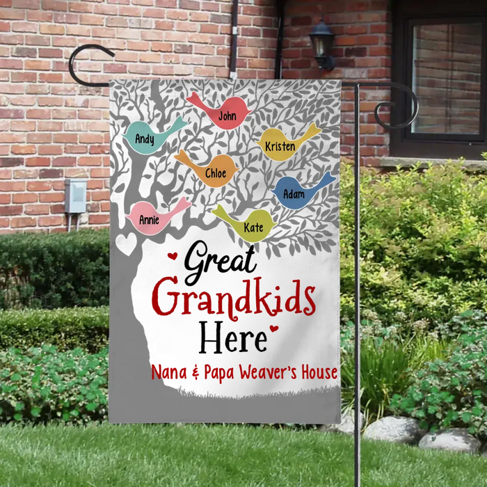 Great Grandkids Here - Personalized Gifts Custom Garden Flag for Grandparents