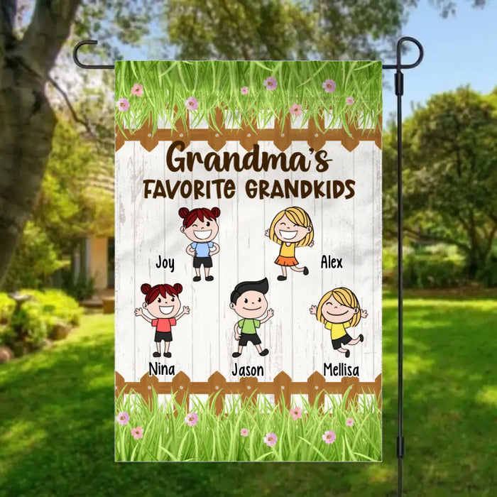 Grandma's Favorite Grandkids - Personalized Gifts Custom Garden Flag for Grandkids for Grandma