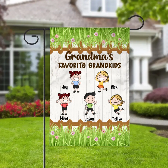 Grandma's Favorite Grandkids - Personalized Gifts Custom Garden Flag for Grandkids for Grandma