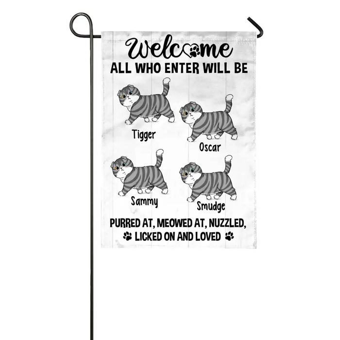 Cats Welcome All Who Enter - Custom Garden Flag Cat Lovers