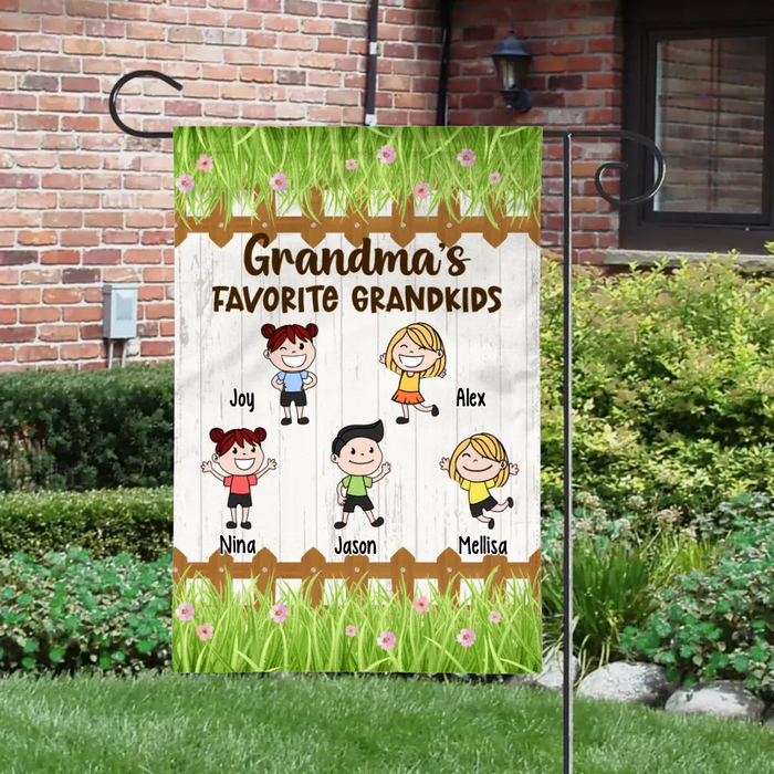 Grandma's Favorite Grandkids - Personalized Gifts Custom Garden Flag for Grandkids for Grandma