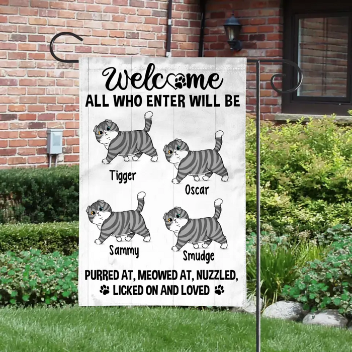 Cats Welcome All Who Enter - Custom Garden Flag Cat Lovers