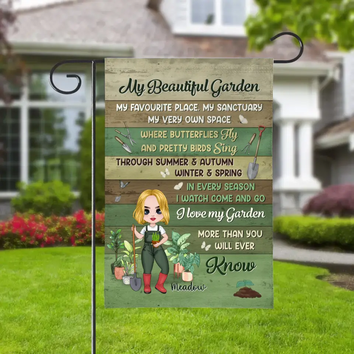 My Favorite Garden My Sanctuary Place - Personalized Garden Flag For Her, Him, Gardener