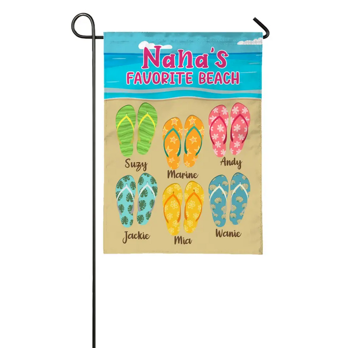 Nana's Favorite Beach - Personalized Gifts Custom Garden Flag for Grandma