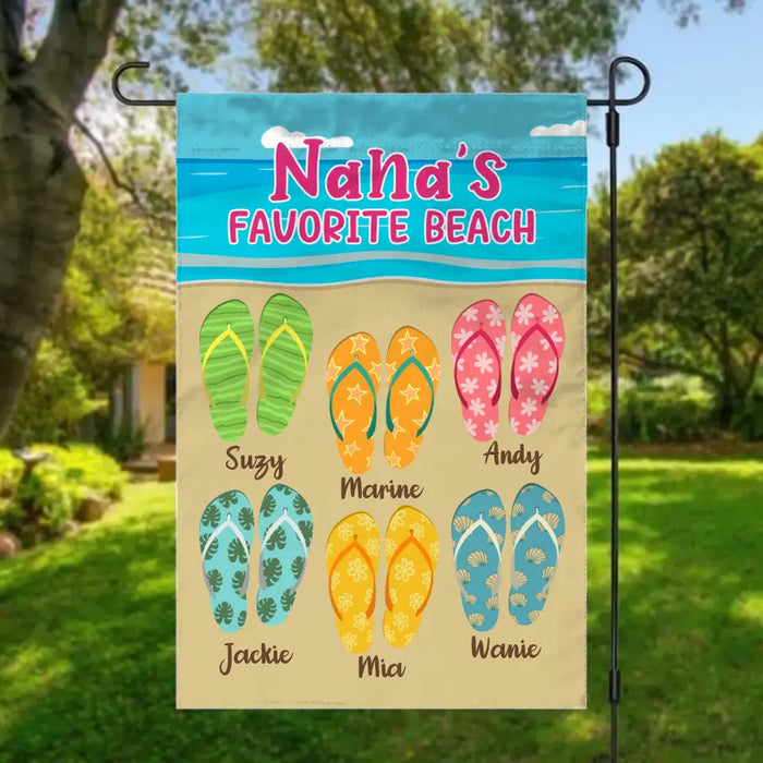 Nana's Favorite Beach - Personalized Gifts Custom Garden Flag for Grandma