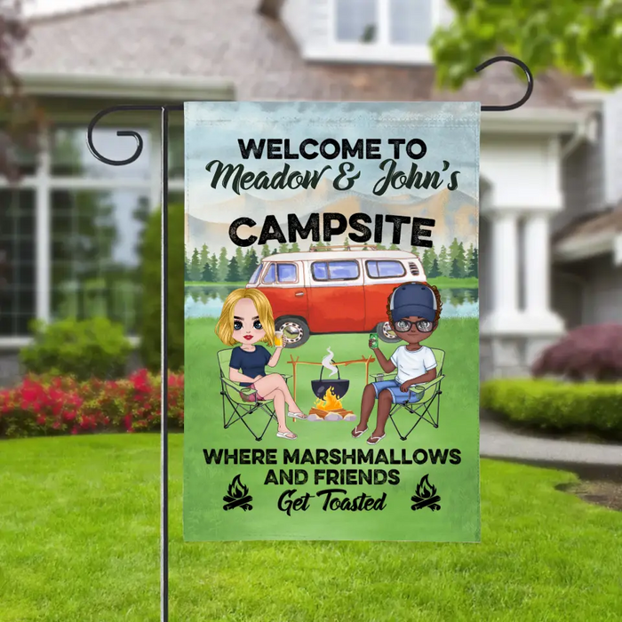 Welcome to Campsite - Personalized Garden Flag for Campers, Camping