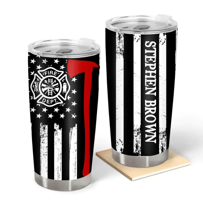 Firefighter American Flag - Personalized Gifts Custom Tumbler For Fireman Firefighters