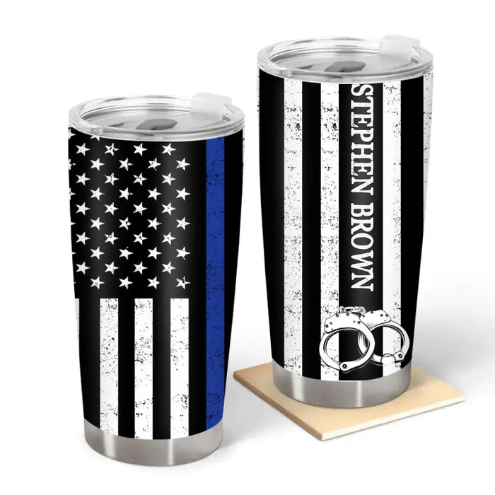 Thin Blue Line Flag - Personalized Gifts Custom Tumbler For Police Officers