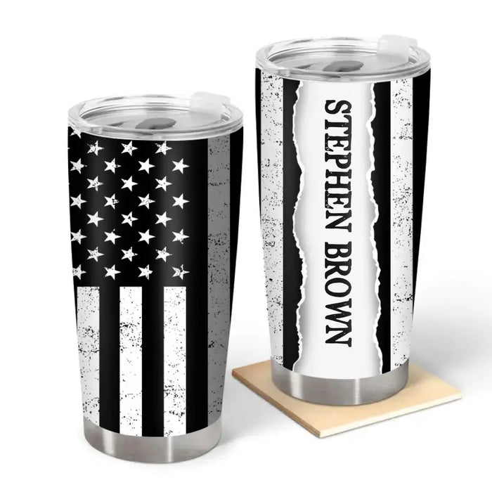 Thin Gray Line American Flag - Personalized Gifts Custom Tumbler For Police Correction Officer