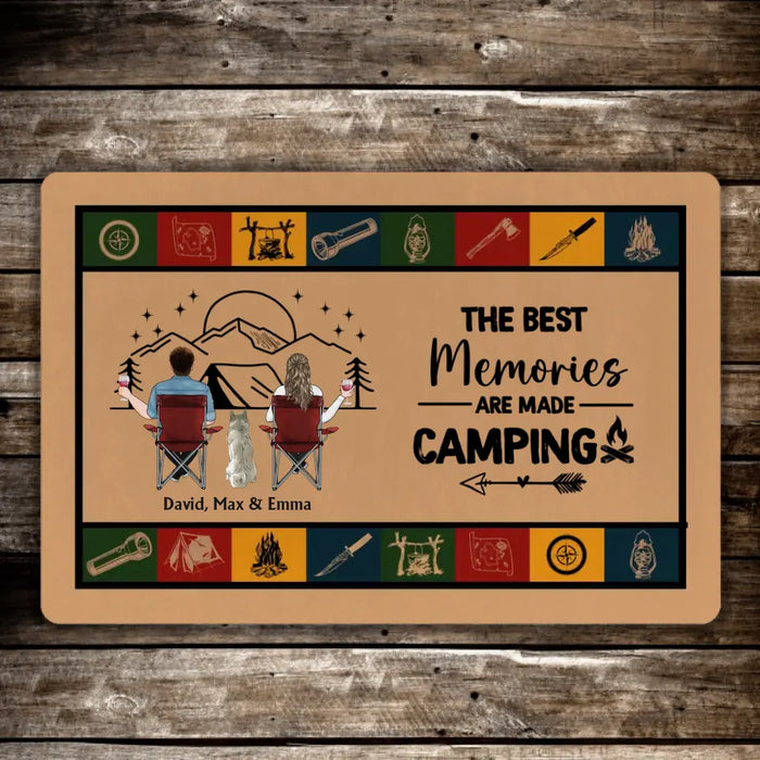 The Best Memories Are Made Camping - Personalized Gifts Custom Couple Doormat for Camping and Dogs Lovers