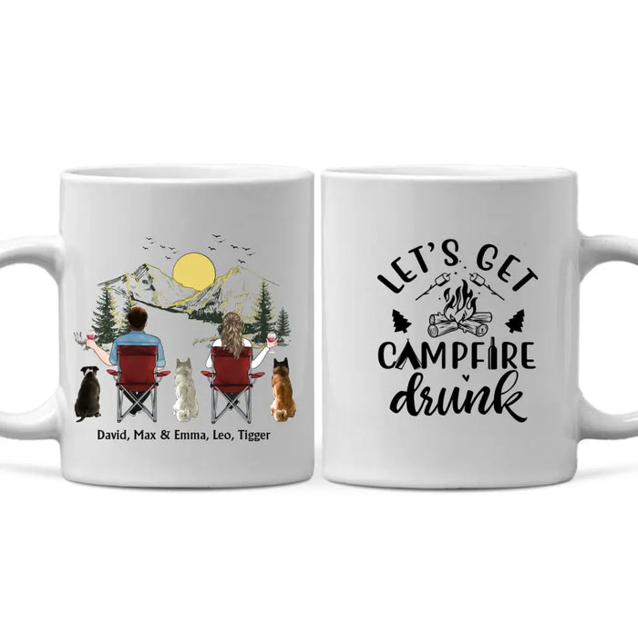 Let's Get Campfire Drunk - Personalized Gifts Custom Mug For Couples, Camping and Dogs Lovers