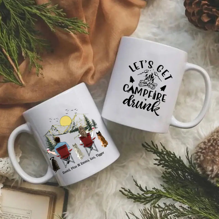 Let's Get Campfire Drunk - Personalized Gifts Custom Mug For Couples, Camping and Dogs Lovers