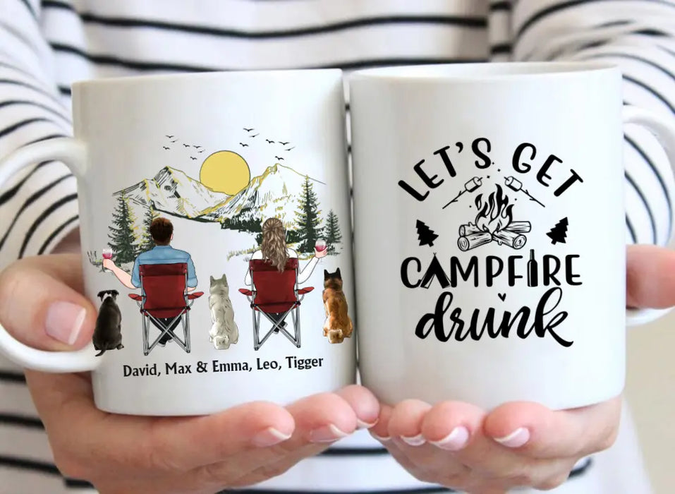 Let's Get Campfire Drunk - Personalized Gifts Custom Mug For Couples, Camping and Dogs Lovers