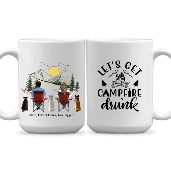 Let's Get Campfire Drunk - Personalized Gifts Custom Mug For Couples, Camping and Dogs Lovers