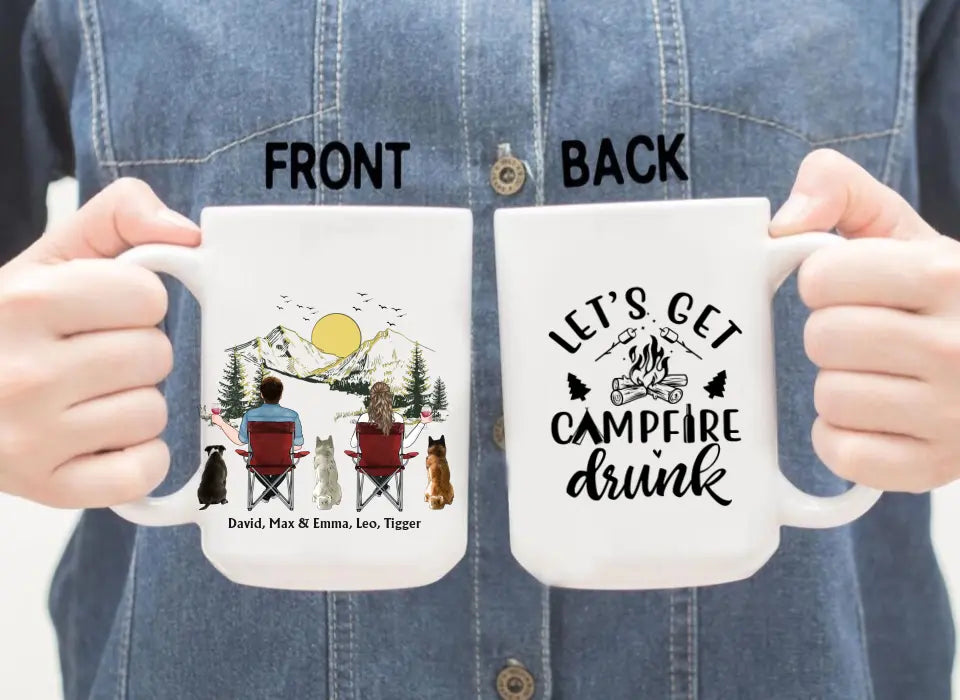 Let's Get Campfire Drunk - Personalized Gifts Custom Mug For Couples, Camping and Dogs Lovers