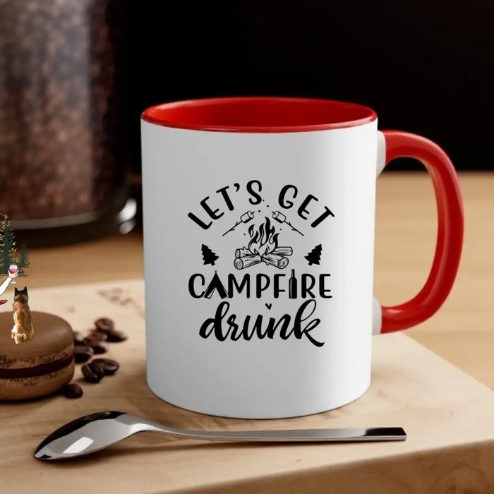 Let's Get Campfire Drunk - Personalized Gifts Custom Mug For Couples, Camping and Dogs Lovers