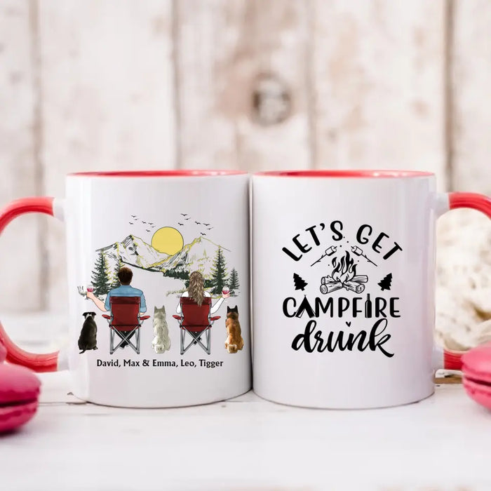 Let's Get Campfire Drunk - Personalized Gifts Custom Mug For Couples, Camping and Dogs Lovers