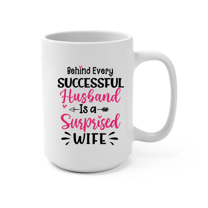 Behind Every Successful Husband Is A Wife - Personalized Gifts Custom Mug For Firefighter EMS Nurse Police Officer Military Couples