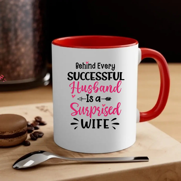 Behind Every Successful Husband Is A Wife - Personalized Gifts Custom Mug For Firefighter EMS Nurse Police Officer Military Couples