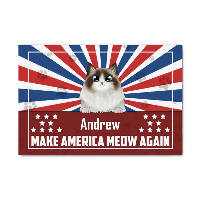 Personalized Canvas, Cats Make America Meow Again Custom Gift For The Fourth Of July